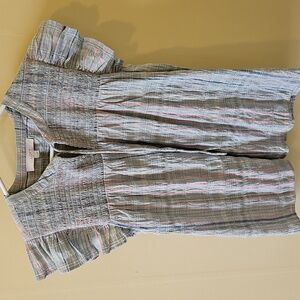 LOFT Striped Ruffle Sleeve Blouse